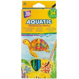 Олівці кольорові Cool For School Aquatic Extra Soft акварельні, з пензлем 24 кольорів (CF15158)