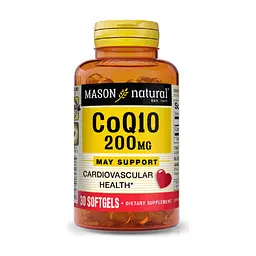 Витаминно-минеральный комплекс Mason Natural Коэнзим Q10 200 мг, Co Q10, 30 гелевых капсул (MAV14628)