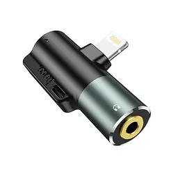 Перехідник Hoco digital 3.5 audio converter for Lightning LS32 чорно сірий - мініатюра 3