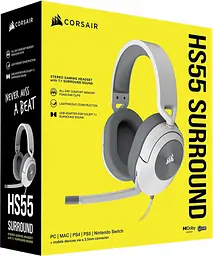 Ігрові навушники Corsair HS55 Surround White (CA-9011266) [75608] - мініатюра 10