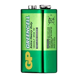 Батарейки GP GREENCELL 9.0V 1604GLF-S1 Сольові 6F22 1 шт.
