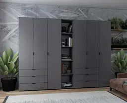 Комплект Doros Гелар з Етажеркою Графіт 3+3 ДСП 270.6х49.5х203.4 (42005061) - мініатюра 1
