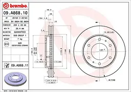 Диск гальмівний вентильований Mitsubishi Pajero Sport II 04-25р Brembo (09.A868.11)