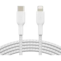 Кабель Belkin USB-C > Lightning заряджання/синхронізації 2м, 30Вт, Type-C, плетений, білий teh0013729