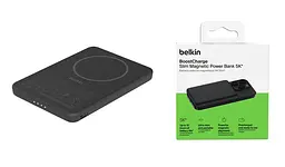 Портативний акумулятор із бездротовою зарядкою Power Bank Belkin Slim Magnetic 5000 Black - мініатюра 7