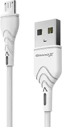 Кабель Micro USB Grand-X USB-micro USB 3A 1m CU Fast Сharge Білий (PM-03W)
