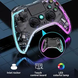 Джойстик геймпад JYC для PS4 и ПК, телефону прозорий бездротовий з RGB - мініатюра 4