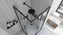 Душова кабіна Rea City 90x90 black REA-K6446, Чорний матовий, Універсальна, прозрачний, Чорний матовий - мініатюра 5