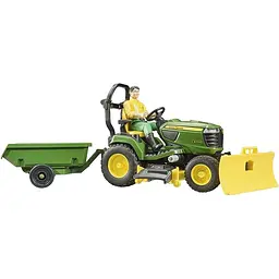 Іграшкова машинка Bruder Садовий трактор John Deere з причепом та фігуркою садівника 1:16 (62104) - мініатюра 2