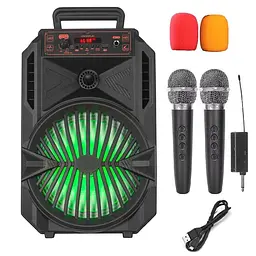Портативна колонка BIG TANOS-XR08 30 W, USM/MP3/FM/Bluetooth + 2 мікрофони караоке