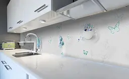 Вініловий кухонний фартух Метелики і Блакитні Квіти наклейка для кухні ПВХ Абстракція Happy Pocket Z181826 - мініатюра 6