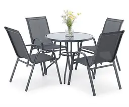 Комплект садових меблів GardenLine Verona-4 Grey круглий стіл - мініатюра 2