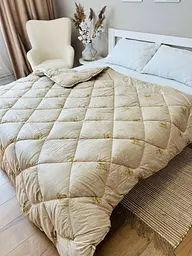 Ковдра євро зимова з вовни Leri Max Pure Wool 21505 200х215 см бежева - мініатюра 6