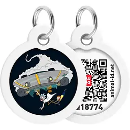 Адресник для собак і котів Waudog Smart ID з QR паспортом, Рік та Морті 1, S, діаметр 25 мм