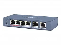 PoE комутатор DS-3E0106HP-E, 4x10/100 PoE, 2хRJ45 Uplink, 145х68.45х25.6 мм Hikvision teh0028258