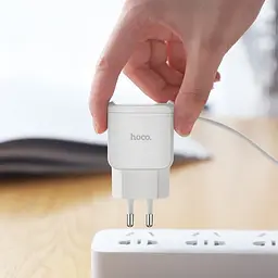 Зарядний пристрій HOCO C59A Mega joy з вбудованим кабелем micro USB Білий - мініатюра 5