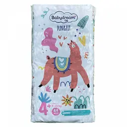 Підгузники Babydream FUN&FIT Розмір 4+ maxi, Вага 9-20 кг, 44 шт