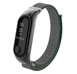 Нейлоновий ремінець Primo для фітнес-браслета Xiaomi Mi Band 3 Black Army Green - мініатюра 2