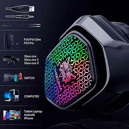 Дротова ігрова гарнітура Onikuma Gaming with RGB LED X3, USB, 3.5mm, 2.2m, black - мініатюра 5