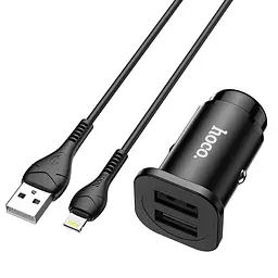 Адаптер автомобільний Hoco Lightning Cable Wise road dual port Car charger set NZ4 |2USB, 4.8A| - мініатюра 3