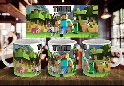 Чашка "Minecraft" з вашим ім'ям 330 мл З написом всередині "Happy Birthday"
