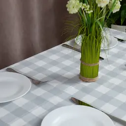 Скатертина Panama водовідштовхувальна Light Gray Check, 180x220 - мініатюра 2