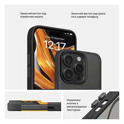 Чехол для Apple iPhone 15 Pro, Uniq MagCase, черный, противоударный, панель-накладка с MagSafe, ударопрочный TPU+PC, с магнитом MagSafe, поддержка полноценной беспроводной зарядки, ArmorStandart (ARM75267) - мініатюра 3