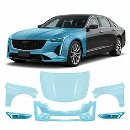 Антигравійна захисна бронеплівка за лекалами для Cadillac CT6 I facelift 2019-2020 - передня частина авто (капот бампер крила))