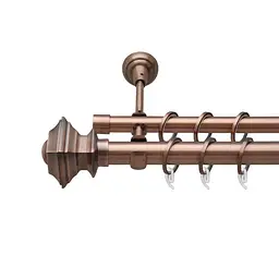 Карниз Orvit Борджеза металевий дворядний відкритий гладка труба кільце фасонне металеве  Мідь 25\16 мм 240 см (6948864)