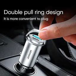 Адаптер автомобільний JOYROOM Mini dual-port ring-pull fast car charger C-A45 1USB і 1Type-c 5A20W - мініатюра 3