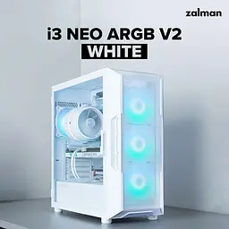 Zalman Корпус I3 Neo ARGB V2 без БР, 2xUSB3.0, 1x Type C, 4x120мм, ARGB, VGA 355мм, LCS ready, TG Side Panel, ATX, білий - мініатюра 2