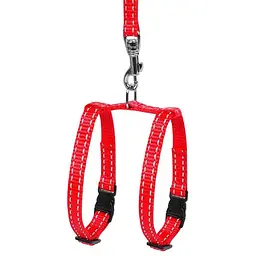Шлея Dog Extreme з нейлону регульована з повідцем для морських свинок, декоративних крис (ширина 10мм, В:12-22см), червоний - мініатюра 2