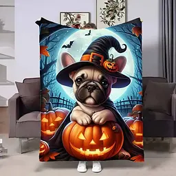 Плед плюшевий подарунковий 3D Halloween Dog 160х200 см 160 см, 135 см