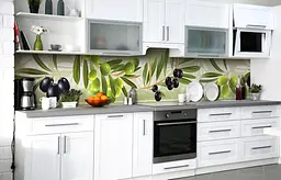 Кухонний фартух 3d Оливки Маслини ПВХ 60х200 см самоклеючий миючий Ягоди Зелений Happy Pocket Z182398