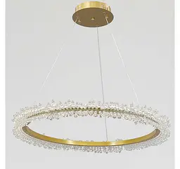 Кругла підвісна люстра світлодіодна Artlight 2055/600GD золотий сатин з декоративним кільцем 28W - мініатюра 2