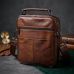 Стильна чоловіча сумка з натуральної шкіри 21275 Vintage коричнева - мініатюра 4