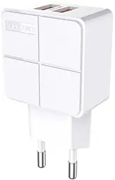 Зарядний пристрій AWEI C-500 Travel charger 2USB 2.4A White - мініатюра 2