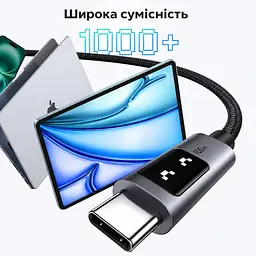 Кабель UGREEN Uno L509 USB-C - USB-C PD 100 Вт з дисплеєм 0,5 м чорно-сірий (45612) - мініатюра 9