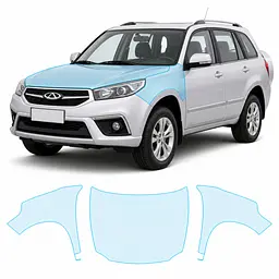 Антигравійна захисна бронеплівка за лекалами для Chery Tiggo 3 II 2014-2019 - капот і передні крила
