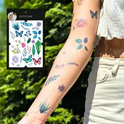 Тату тимчасове в наборі Метелики та листя Tattooshka LB-203 Різнокольоровий shop (4829000018725) - мініатюра 4