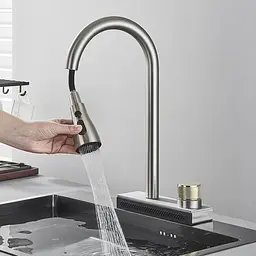 Змішувач для кухні з висувним виливом Platinum Водоспад ZS84 brushed нержавіюча сталь - мініатюра 5