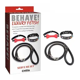 Behave! Serve Me Set - набір БДСМ аксесуарів - нашийник, кляп та повідець