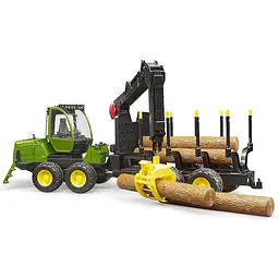 Іграшкова машинка Bruder Трактор John Deere 1210E з системою захоплення, причепом та колодами 1:16 (2133) - мініатюра 2