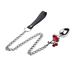 Анальна пробка Clara Morgane Pro My Little Leash Plug Small Red, 6.8 см (червоний) - мініатюра 3