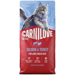 Сухий корм для котів великих порід Carnilove Active Salmon & Turkey Large Breed лосось та індичка 6 кг