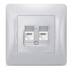 Розетка Videx Binera CAT6+CAT6 комп'ютерна подвійна срібний шовк (VF-BNSK2PC6-SS) - мініатюра 3