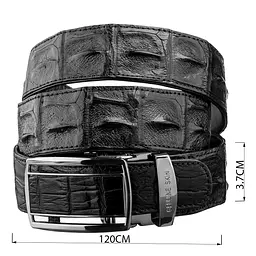 Ремінь-автомат CROCODILE LEATHER 18236 з натуральної шкіри крокодила (каймана) чорний 120 см - мініатюра 8