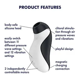 Стимулятор Satisfyer Orca Вакуумний клітора з вібрацією, 11.5 см чорний з білим - мініатюра 6