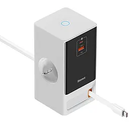 Подовжувач Baseus OS PowerCombo PD65W+QC3.0 (1USB-A/2C/2Socket) (1.5m) (PSLR000) Glacier White - мініатюра 2