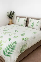Комплект постільної білизни Ecotton двоспальний Сімейний 150х215 см сатин Папороть біла 21204 (23741) - мініатюра 2